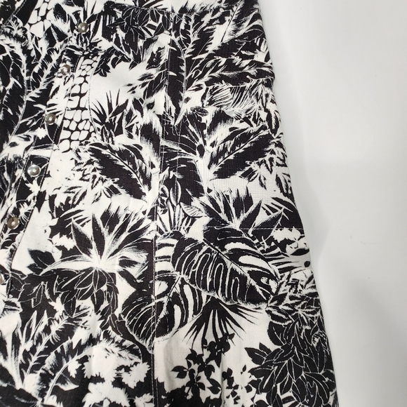 Grace Elements Skirt Women 6 A Line Linen Blend White Black Jungle Print Giraffe - Picture 8 of 15